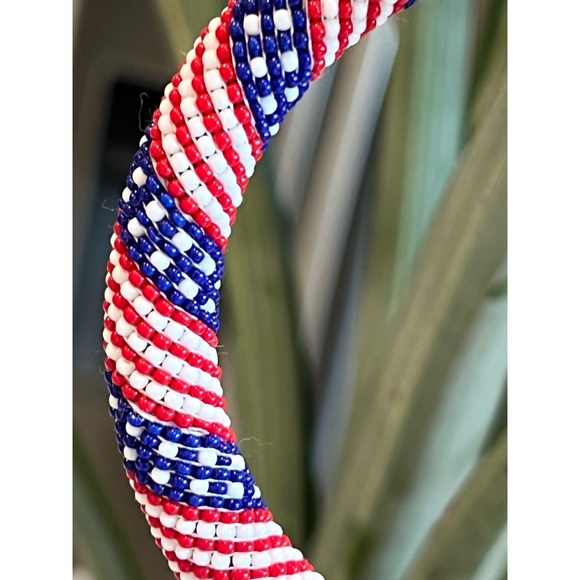 Patriotic bangle bracelet keychain seed beads - Picture 4 of 4